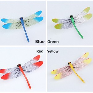 Adesivo magnetico da parete 3D a forma <span class=keywords><strong>di</strong></span> libellula simulata, 4 colori, 14 cm, decorazione da parete <span class=keywords><strong>di</strong></span> lusso con piante verdi, decorazione per la casa. - Product Image 3