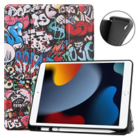 Étui de protection pour tablette avec support en cuir TPU+PU souple avec porte-stylo pour iPad 10.2 7e génération 2019/8e génération 2020/9e génération 2021