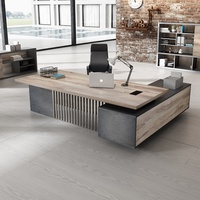 Bureau de Direction en Bois en Forme de L Design Moderne pour PDG et Managers, Table Exécutive en MDF pour Mobilier de Bureau