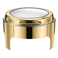 Chauffe-plat thermique pour buffet en or de luxe marmite chauffante service de traiteur couvercle en acier inoxydable 6L chauffe-plat rond