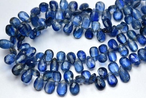 Cuentas de piedras preciosas de corte azul de cianita, pulsera suelta en forma de pera/Collar, fabricación de joyas maravillosas, calidad increíble natural - Product Image 4