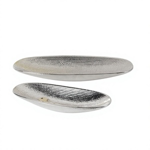Luxury Boat shape embossed High Quality Aluminium Serving Tray Custom Size Classic Design Home Hotel Restaurant - Product Image 1