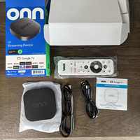 Boîtier TV intelligent Onn 4K Plus Android 14, décodeur 4K Quad Core, Wi-Fi 2.4G/5GHz, 2 Go de RAM, télécommande vocale, lecteur multimédia en streaming