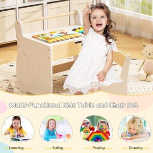 Ensemble de <span class=keywords><strong>table</strong></span> et de chaises pour enfants <span class=keywords><strong>Table</strong></span> <span class=keywords><strong>multi</strong></span>-<span class=keywords><strong>activités</strong></span> en bois avec tableau noir Tableau blanc Porte-rouleau de papier pour l'art - Product Image 5