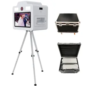 2023 vendita calda Photo Booth Box 21.5 Touch Screen all'interno Roving Photobooth Selfie DSLR Camera Photo Booth con Flight Case