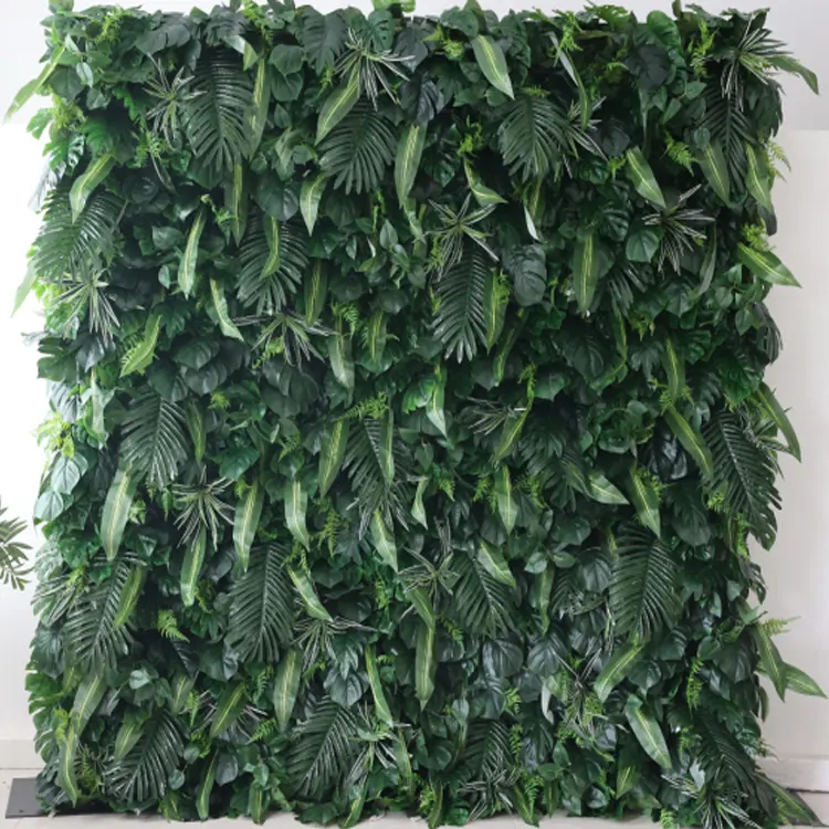 Custom Outdoor Bruiloft Evenement Decor Faux Groen Blad Planten Bloemenmuren Paneel 3d Roll Up Kunstmatige Groene Bloem Muur Achtergrond