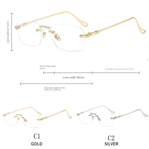 Square Rimless Photochromic Sunglasses Metal Anti Blue Light Rimless <strong>Glasses</strong> for Women and Men UV Protection Sunglasses - Product Image 6
