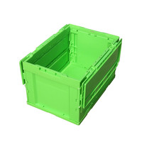 Conteneur de stockage en plastique perforé pliable et empilable robuste avec couvercle - Utilisation pour le transport et la logistique