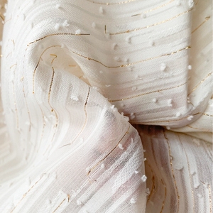 Mới Nhất Thiết Kế Màu Trắng Thêu Voan Dệt Bạc Dot Vải Sọc Mô Hình Ánh Sáng Và Thoáng Khí Vải Váy Vải - Product Image 2