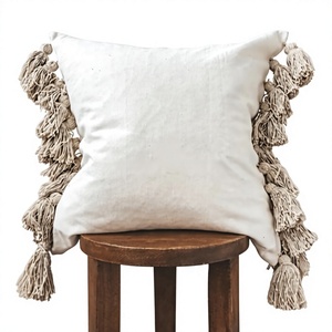 Boho Tasseled Cotton Outdoor Cushion Handwoven Decorative <b>Throw</b> Pillow Unique Boho Pillow Cover By ITHL - Product Image 1