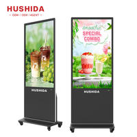 Affichage numérique sur pied Totem LED avec écran tactile Hushida de 43 pouces avec roulettes