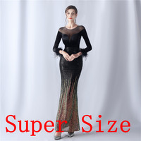 31572-S # Nouveau produit du commerce extérieur 2024 Gradient Bead Rhinestone Velvet High-end Fat Lady Dress Plus Size Dress Super Size