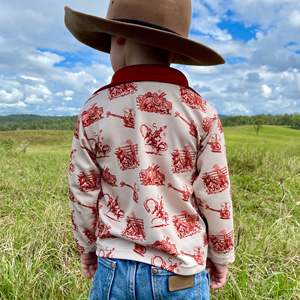 Western Maroon <b>Men's</b> Cowboys Trucker Work <b>Shirts</b> Pockets <b>80s</b> Style 100% Polyester Waterproof Breathable Christmas Bags Included - Product Image 1