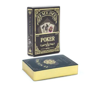 أوراق لعب ورقية ذات قلب أسود مطبوعة بشكل مخصص على أشكال كرتونية على ورق فويل ذهبي بطاقات بوكر مطبوعة ذات ملمس احترافي