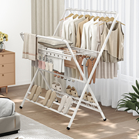 Perchero Metálico Moderno Plegable para Ropa, Soporte Estable de Acero al Carbono para Secar Ropa, Perchero de Hierro con Recubrimiento en Polvo para Lavandería