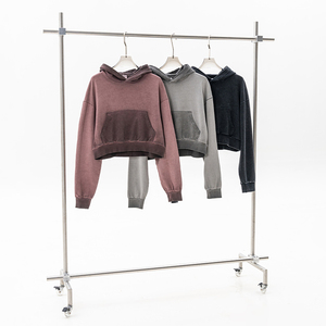 <span class=keywords><strong>Felpa</strong></span> con cappuccio Casual da donna <span class=keywords><strong>oversize</strong></span> Vintage lavato corto <span class=keywords><strong>felpa</strong></span> con cappuccio in cotone 100% in bianco - Product Image 2