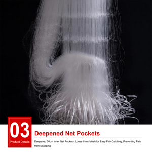 Red de Pesca de Monofilamento de <span class=keywords><strong>Tres</strong></span> Capas, 1.5m * 30m, Red de Enmalle con Plomos y Flotadores - Product Image 4