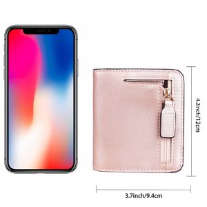 <span class=keywords><strong>Portefeuille</strong></span> compact pour <span class=keywords><strong>femme</strong></span> en similicuir personnalisé avec blocage RFID, fermeture à boutons, fenêtre d'identification et doublure en nylon - Mini porte-monnaie - Product Image 2