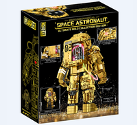 Kit de construction mécanique d'astronaute doré lumineux à monter soi-même, vente en gros d'usine, avec LED clignotantes et base lumineuse