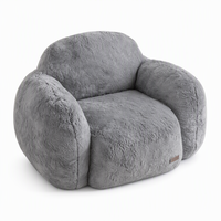 Fauteuil lounge gris en peluche, fauteuil d'appoint arrondi, fauteuil barillet rembourré doux pour salon, chambre, hôtel, coin lecture