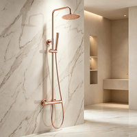 Mitigeur thermostatique mural pour douche, robinet de salle de bain avec déviateur, pommeau de pluie et douchette à main, en laiton massif, qualité supérieure, vente en gros