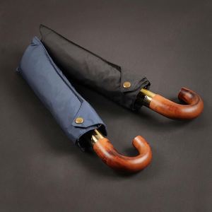 Paraguas Plegable Automático de Negocios para Caballero, Retro, con Mango Curvo de Madera, 25 Pulgadas, 10 Varillas - Product Image 2