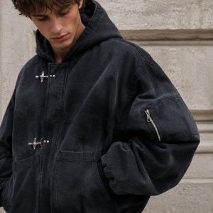 Veste en <span class=keywords><strong>toile</strong></span> de coton cirée coupe courte personnalisée, style rétro, coupe-vent, avec fermoir mousqueton, pour homme - Product Image 5