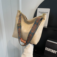 Sac à bandoulière vintage de camping pour femme, couleur unie, grande capacité, simple, avec large sangle réglable, sac seau bandoulière