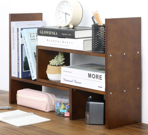 صندوق تخزين مكتبي من الخشب الصلب رمادي قابل للتعديل رف للعرض منظم رفّ لكتابة المكتب المنزل رفّ عائم للديكور - Product Image 5