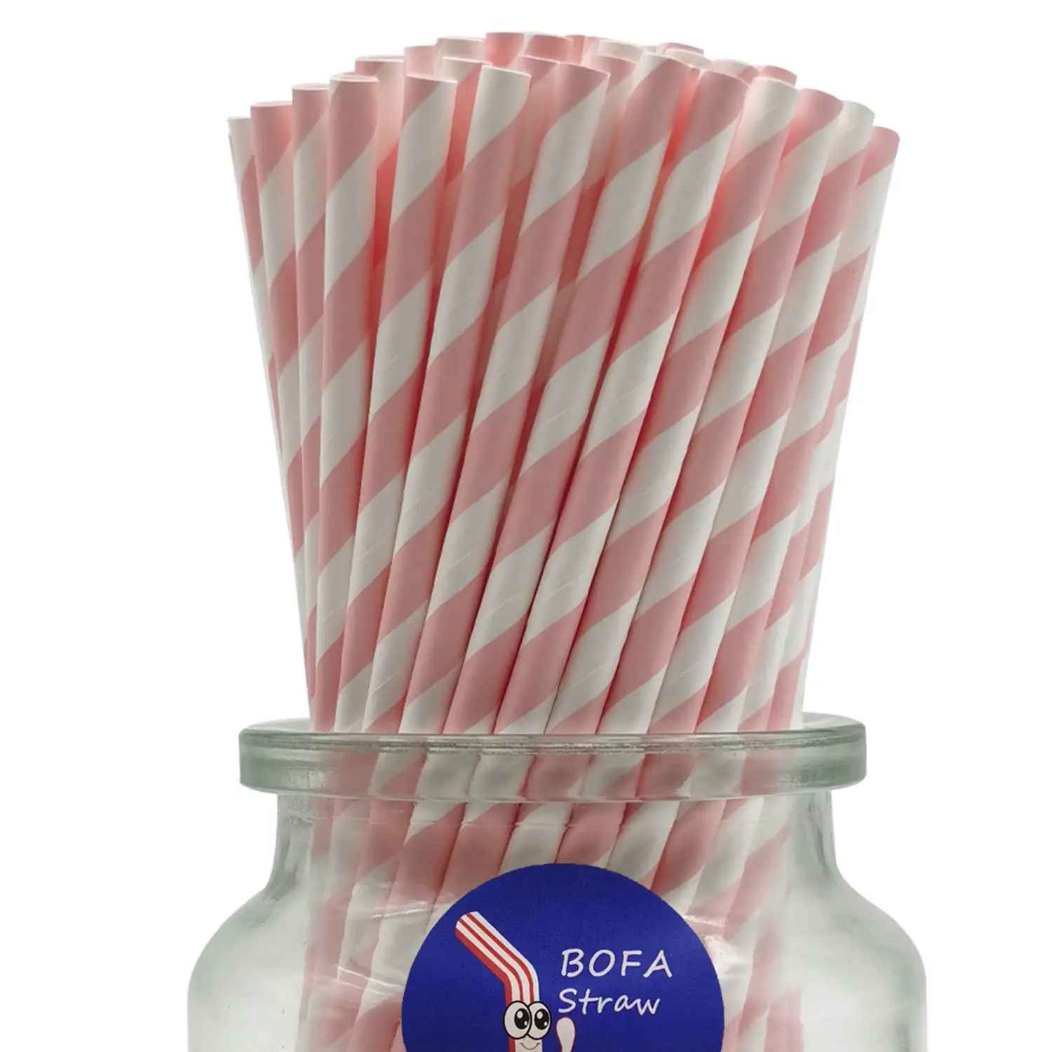 Wholesale Custom Printed Compostable Cheap Eco-friendly 6x197mm Pink Striped Paper Drinking Straws