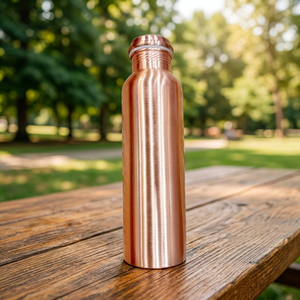 Copper Water Bottle with Lid Handmade Classic <b>Drinkware</b> for Travel Camping Home Office- Indian Home Crafts - Product Image 3