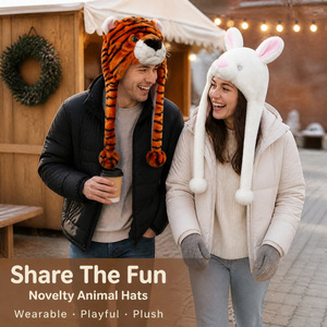 Gorro de Peluche Personalizado, Suave y Adorable, de Animales de Dibujos Animados, Tigre, Oso, Conejo, Panda, de Felpa, para Disfraces, Cosplay, Fiestas, OEM, ODM, Venta al Por Mayor - Product Image 5