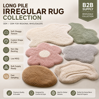 Tapis shaggy de luxe en fausse fourrure, forme irrégulière, poils longs de 35 mm, antidérapant, doux, pelucheux, écologique, pour chambre d'hôtel, grand format