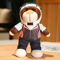 Ourson en peluche de moto créatif de 30cm sur mesure ours en peluche en peluche douce avec casque veste vêtements poupées