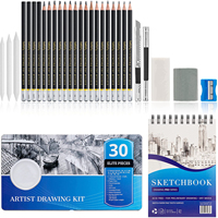Bview Art — tapis de dessin pour artistes, avec gommes incurvées et crayons à charbon, ensemble de croquis en Graphite, 100 pages