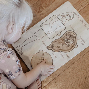Puzzle en bois sur le cycle de croissance fœtale, jeu éducatif pour bébé sur le processus de <span class=keywords><strong>grossesse</strong></span>, apprentissage cognitif précoce, vulgarisation scientifique, jouet d'apprentissage - Product Image 5