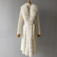 Manteau de Laine Double Face Doux pour Femme en Gros, Col en Vraie Fourrure Grande Taille, Manteau Hiver Long Élégant et Chaud, Style Urbain et Bureau