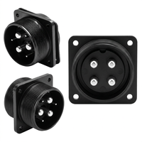Connecteur d'alimentation industriel pour système de commande de moteur, prise circulaire à 5 pôles avec bride carrée pour montage sur panneau, étanche IP67, aviation