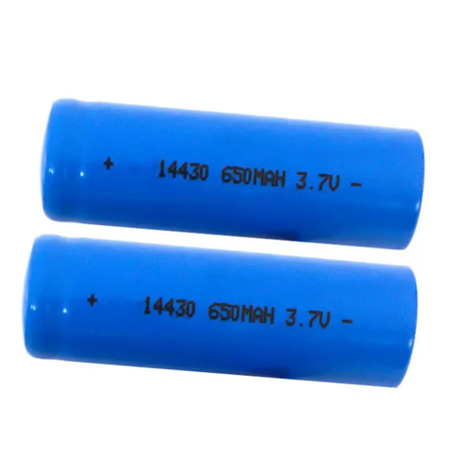 High Capacity 14430 650mAh 3.7V Cylindrical Lithium Ion Rechargeable Battery for Flashlights & Mini LED Devices