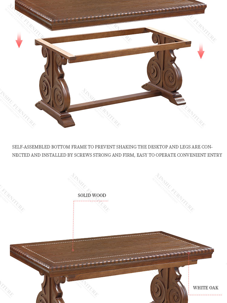 american style country coffee table wooden desktop solid wood oak long square dining table