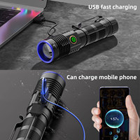 Lampe torche de camping en aluminium à haute luminosité, base magnétique, lumière laser blanche, zoom, lampe LED rechargeable