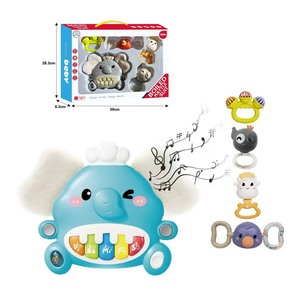 MILI Juguete Musical Interactivo de <span class=keywords><strong>Piano</strong></span> <span class=keywords><strong>con</strong></span> Inducción, Diseño de Elefante de Dibujos Animados, 5 Piezas, para la Educación Temprana del Bebé, Plástico y Tela - Product Image 1