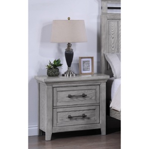 Light Gray Two <b>Drawer</b> Nightstand Wooden Bedroom Furniture Metal Pull <b>Storage</b> <b>Drawer</b> - Product Image 2