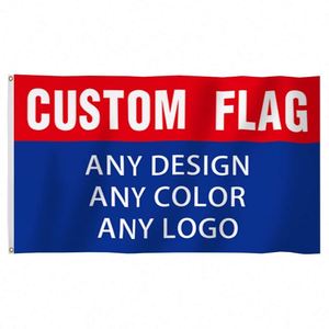 Wholesale 100D Polyester Custom Flags <b>Banners</b> Vivid Blue and Red Colors in Different Sizes - Product Image 5