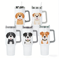 Ensemble cadeau de gobelet isotherme personnalisé de la série Blank, 40 oz, avec poignée et paille, gobelet isotherme pour boissons chaudes et froides, sublimation vierge, mug à eau de 40 oz