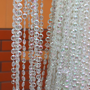 Toile de fond perlée de diamant blanc <span class=keywords><strong>rideau</strong></span> de perles suspendues de <span class=keywords><strong>plafond</strong></span> en cristal irisé avec dessus pliable pour la décoration de mariage - Product Image 4