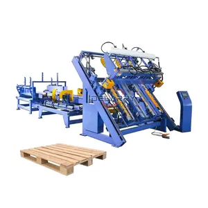 Línea de producción automática de paletas de bloque europeo de alta calidad, máquina clavadora de ensamblaje de paletas de madera con Ce