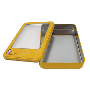 Nhà Máy bán hàng trực tiếp cấp thực phẩm tinplate bánh quy bao bì container vuông Cookie hộp lon thiếc với cửa sổ rõ ràng - Product Image 3