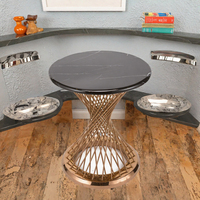 Ensemble de tables basses modernes de luxe nordiques en métal avec plateau en acier inoxydable à hauteur réglable pour salon