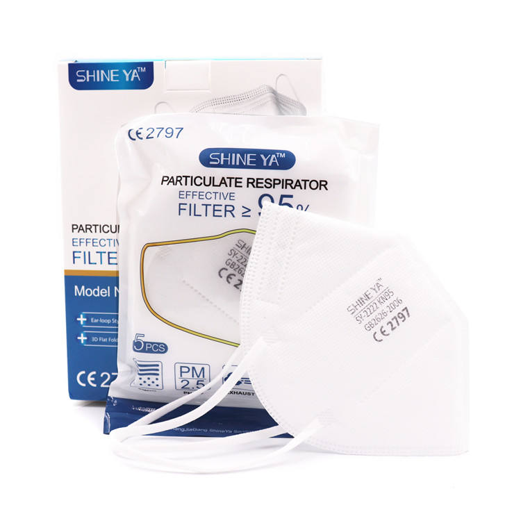 EU White List BSI CE GB2626-2006 5 Layers 3d Fold Respirator KN95 Face Mask